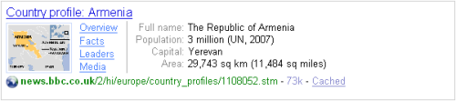 Yahoo Search Gallery, Country Profile Armenia